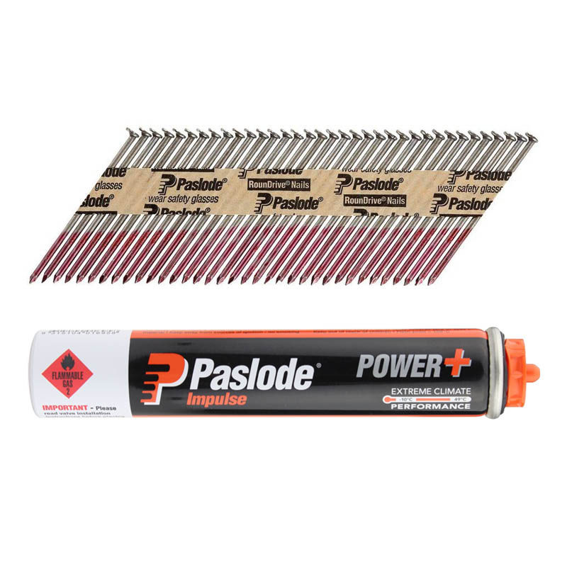 Paslode Impulse Dhead framing nails with fuel cells for FrameMaster